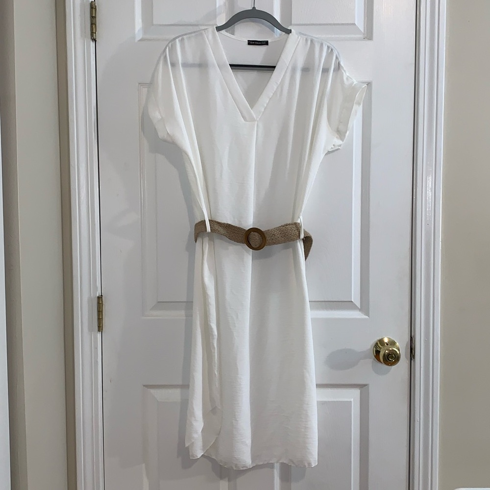New Collection made in Italy belted polyester dress
